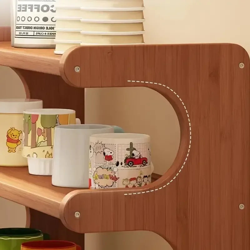 Scaffale Portaoggetti da Scrivania Multilivello in Bambù Zanrawa